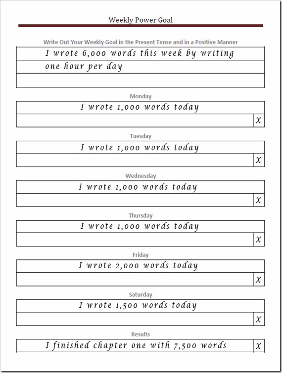 weekly goal setting worksheet