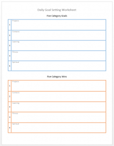 daily goal setting worksheet