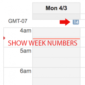 google calendar week numbers